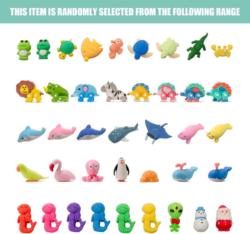 Clock King 90Pcs 3D Animal Erasers for Kids, All are Animal Styles, Random Desktop Pets Toys Gifts, Mini Puzzle Classroom Rewards, Kids Party Favors Back to School Supplies - Image 5